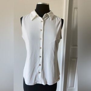 Tommy Hilfiger White Sleeveless Button Down Shirt